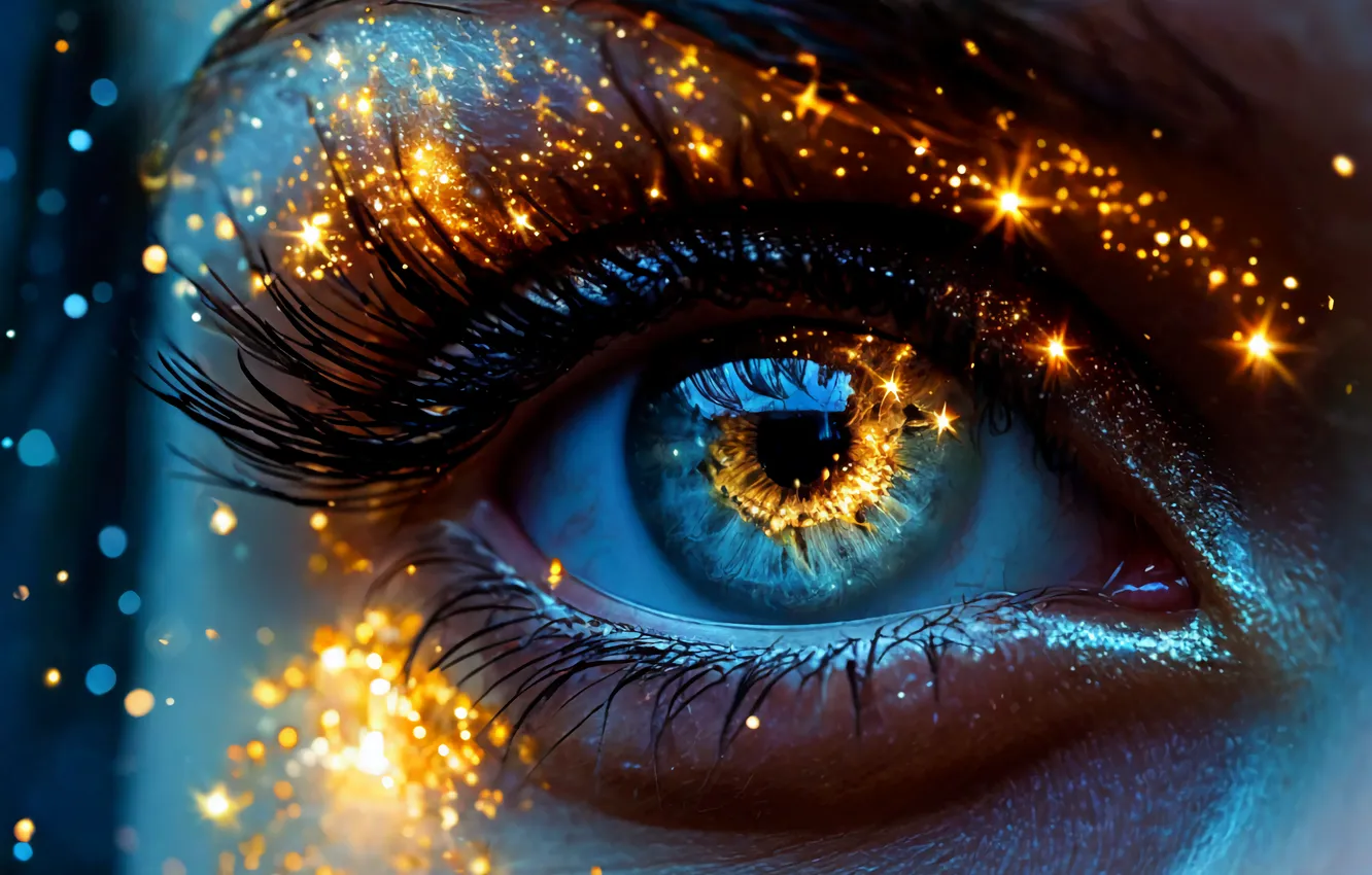 Photo wallpaper eyes, macro, AI ART, Macro eyes