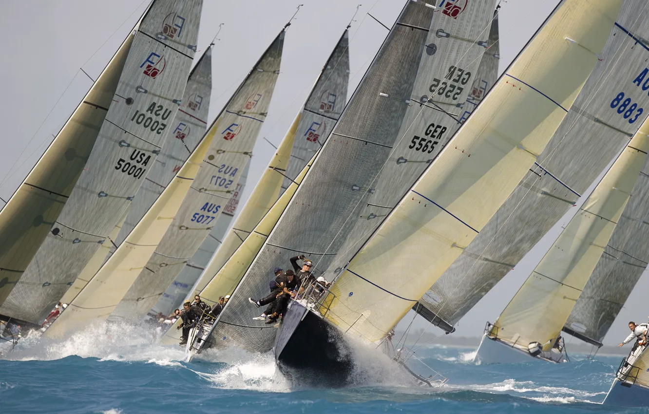 Photo wallpaper wave, the wind, race, yacht, Miami, regatta, FL