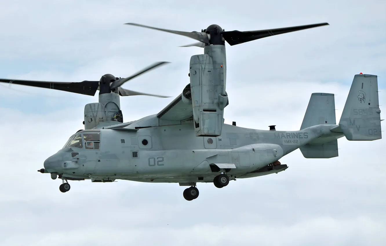 Photo wallpaper the sky, flight, USA, the tiltrotor, Osprey, Navy, transport, Bell V-22