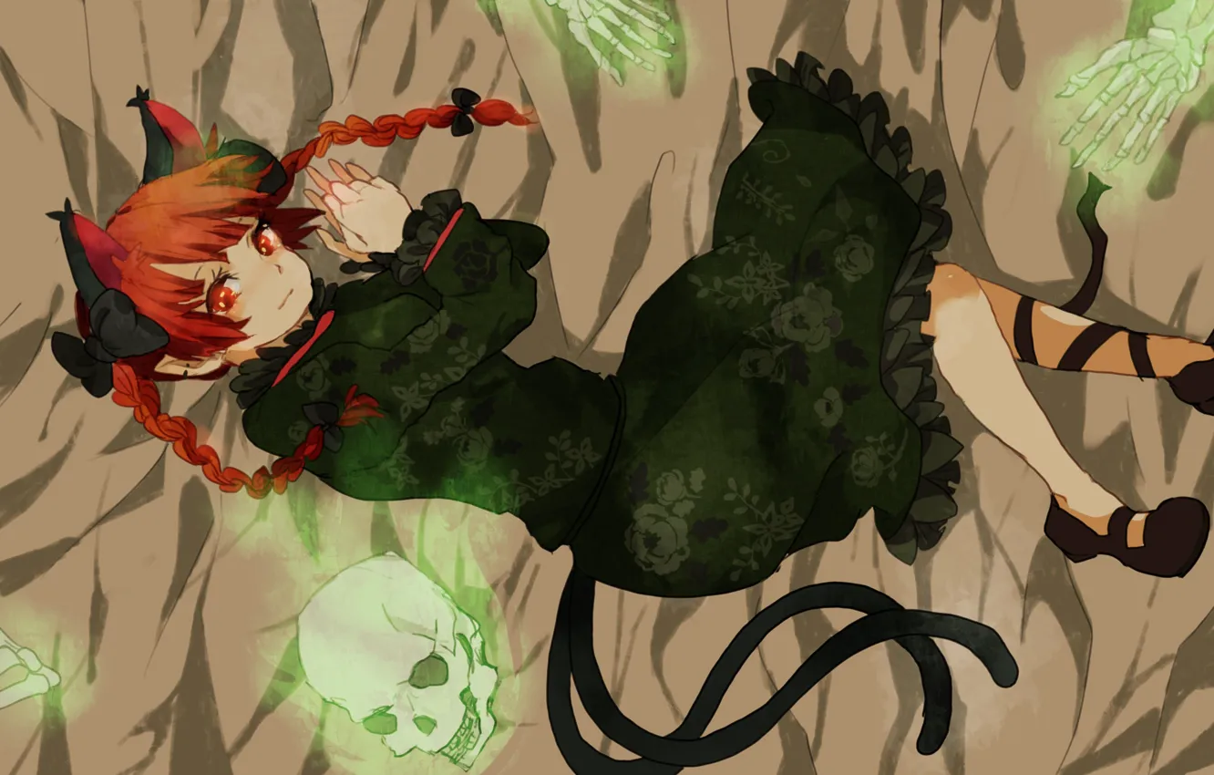 Photo wallpaper black dress, demoness, Touhou Project, Rin Kaenbyou, black magic, Project East, the bones of the …