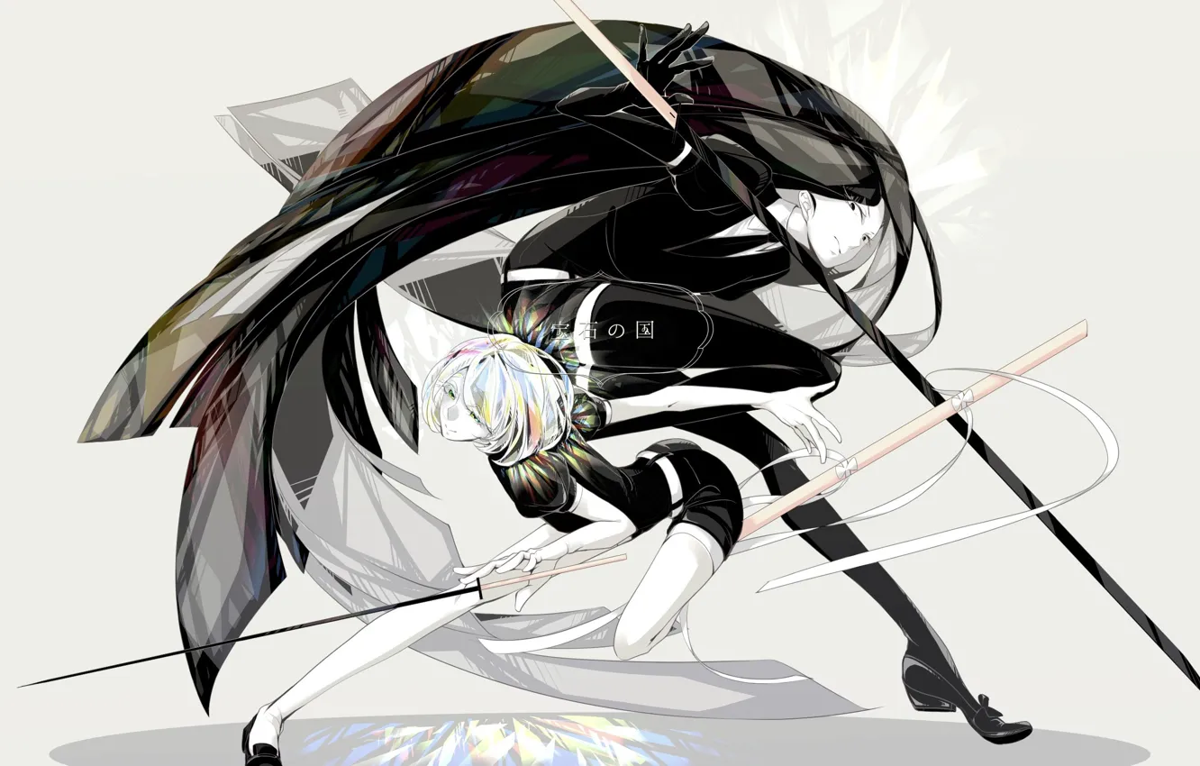 Photo wallpaper girl, pose, anime, two, Houseki no kuni