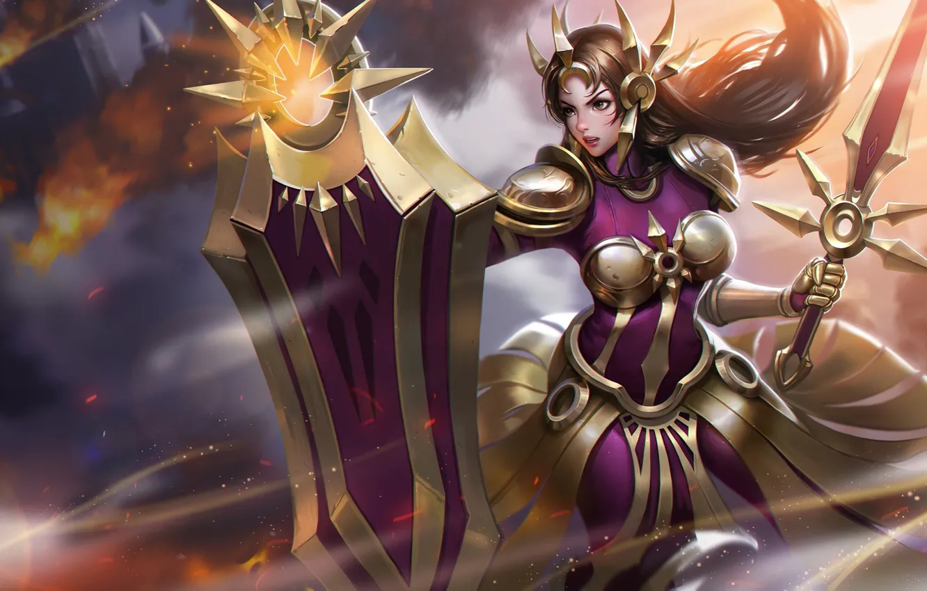 Photo wallpaper the game, armor, game, League of Legends, Leona, LOL, League Of Legends, LOL