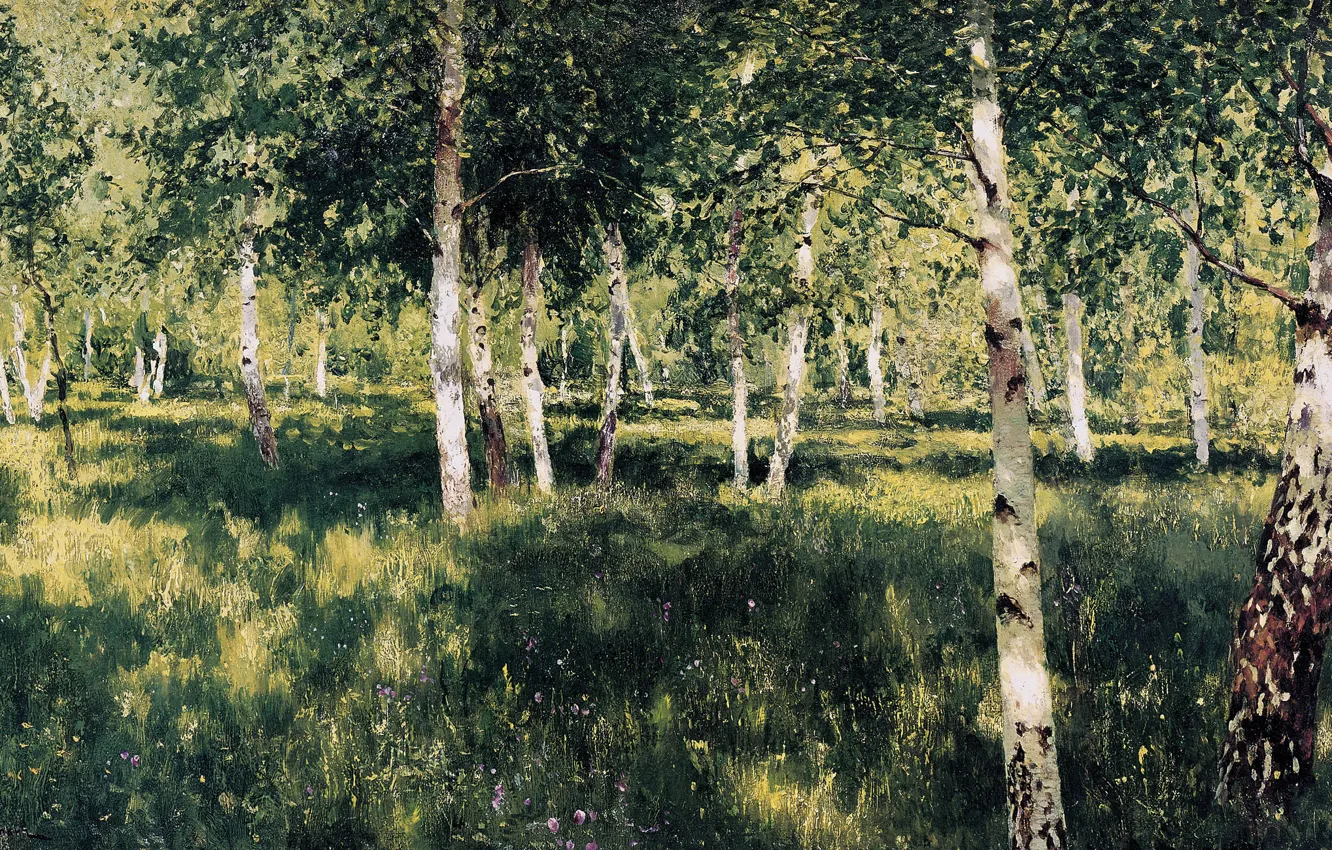 Photo wallpaper picture, Levitan, birch grove