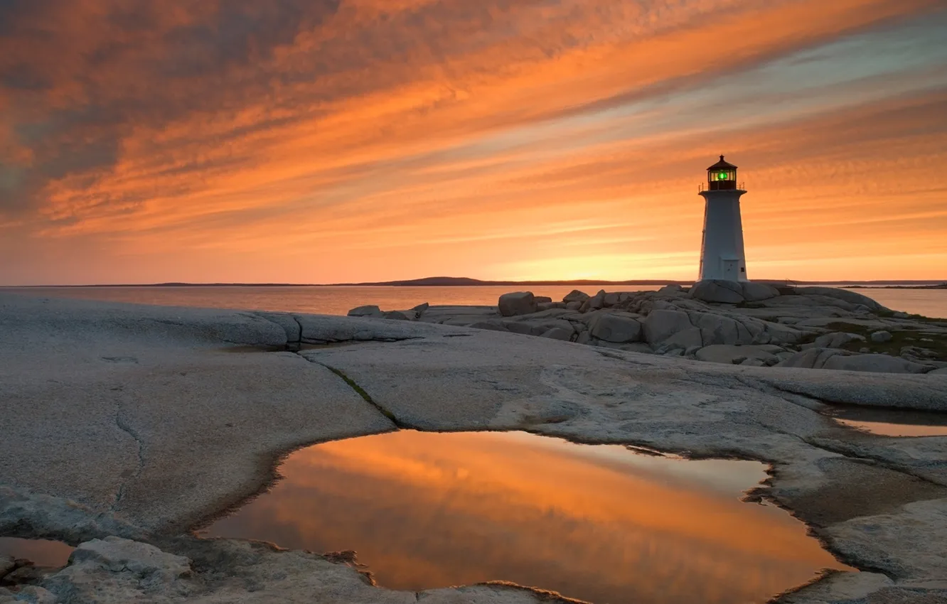 Photo wallpaper glow, Lighthouse Cove Peggys, Canada