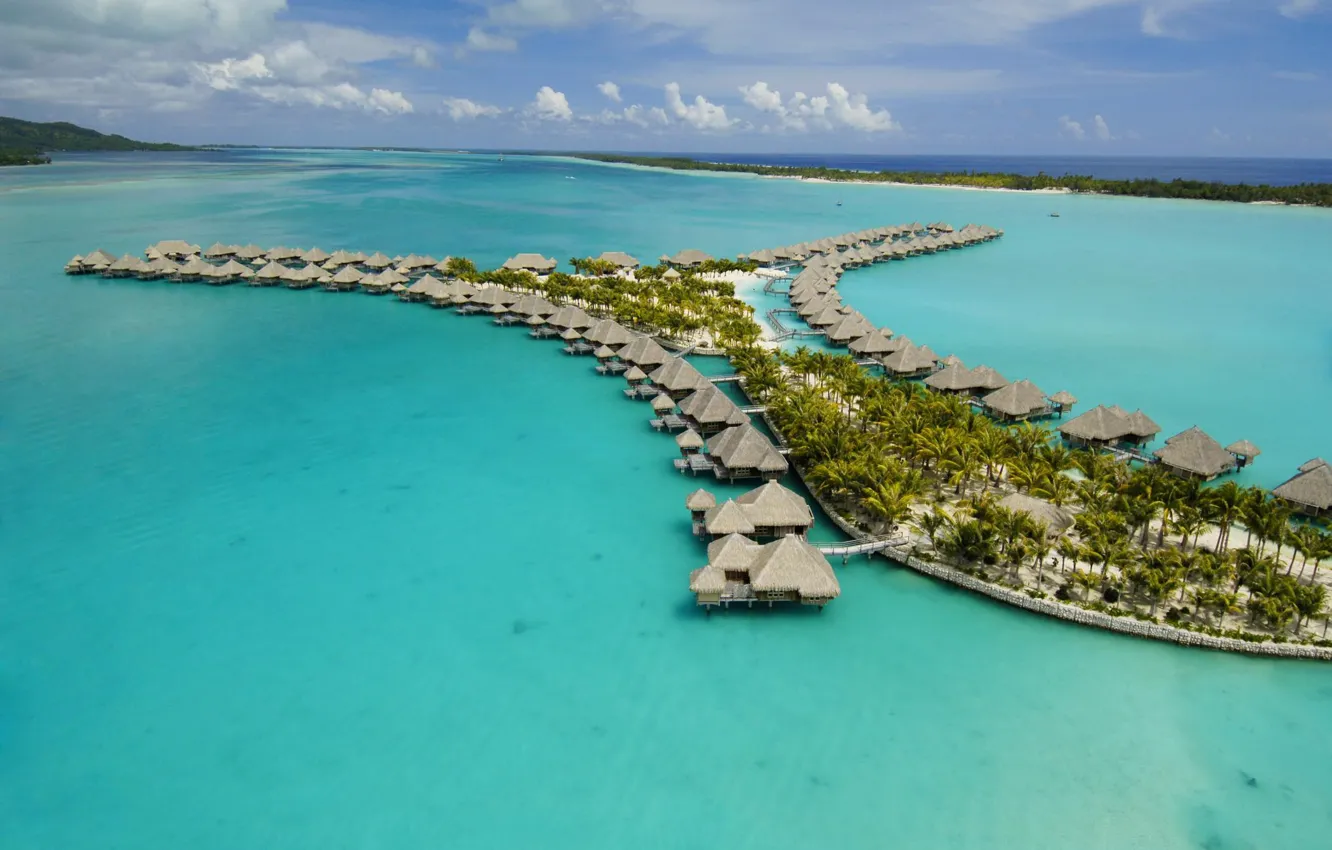 Photo wallpaper tropics, the ocean, island, the hotel, exotic, Laguna, Bungalow