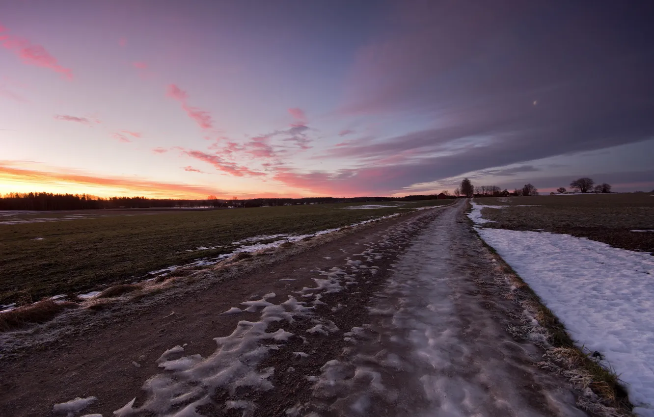 Photo wallpaper road, field, landscape
