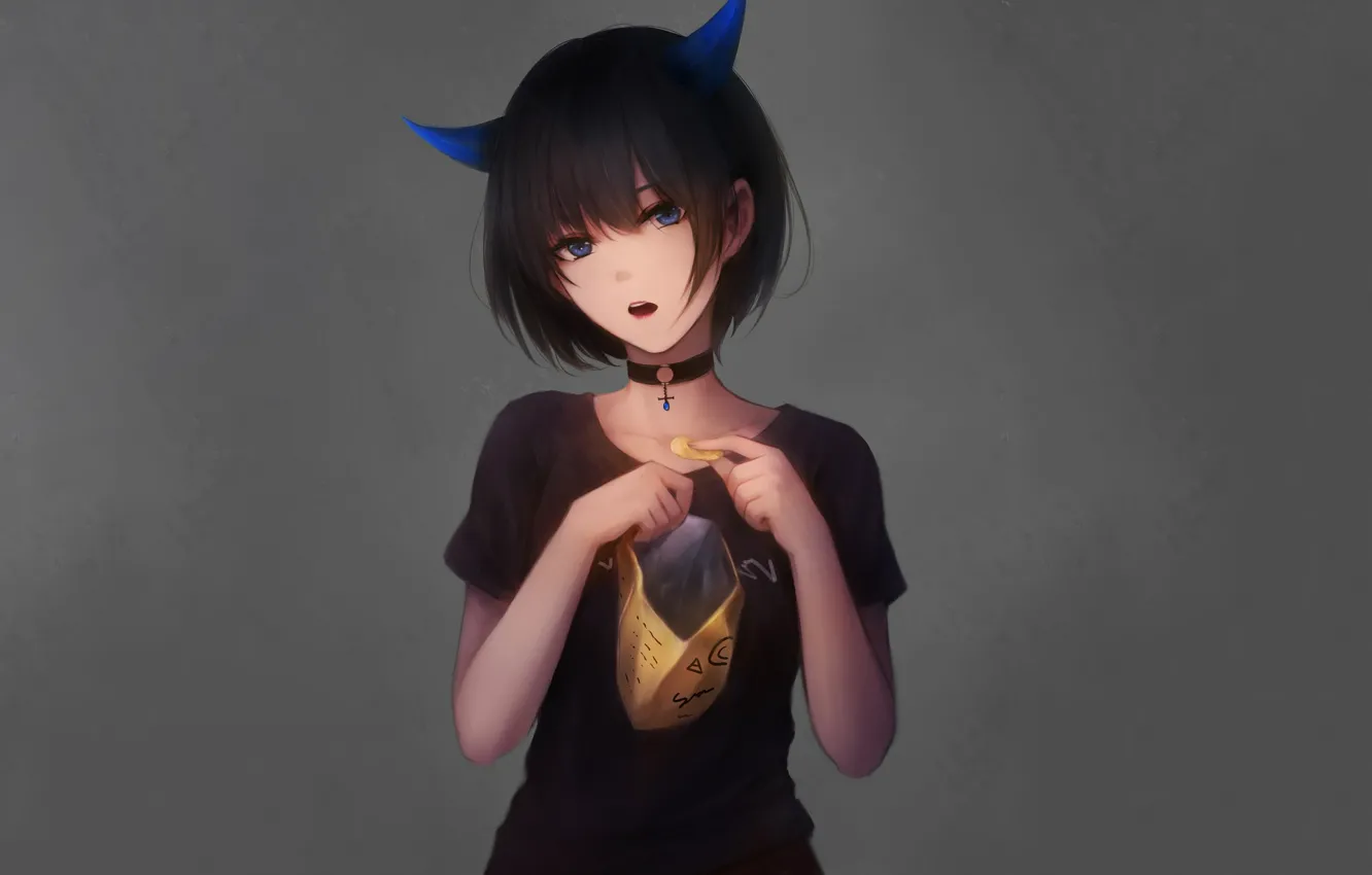 Photo wallpaper girl, background, chips