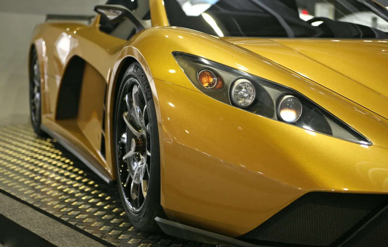 Photo wallpaper road, yellow, track, headlight, supercar, 2012, United States, Hybrid