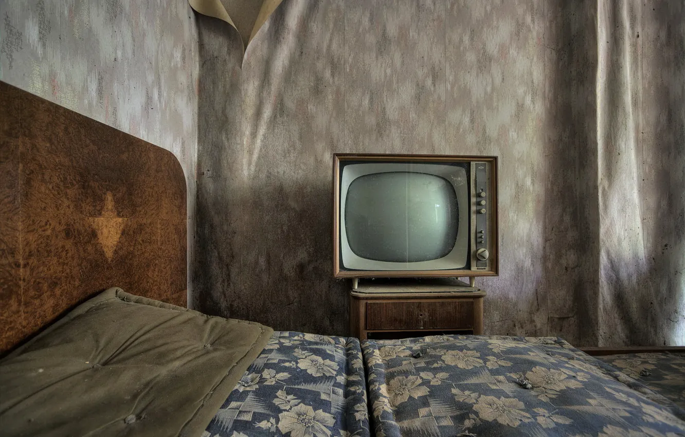 Photo wallpaper room, bed, TV