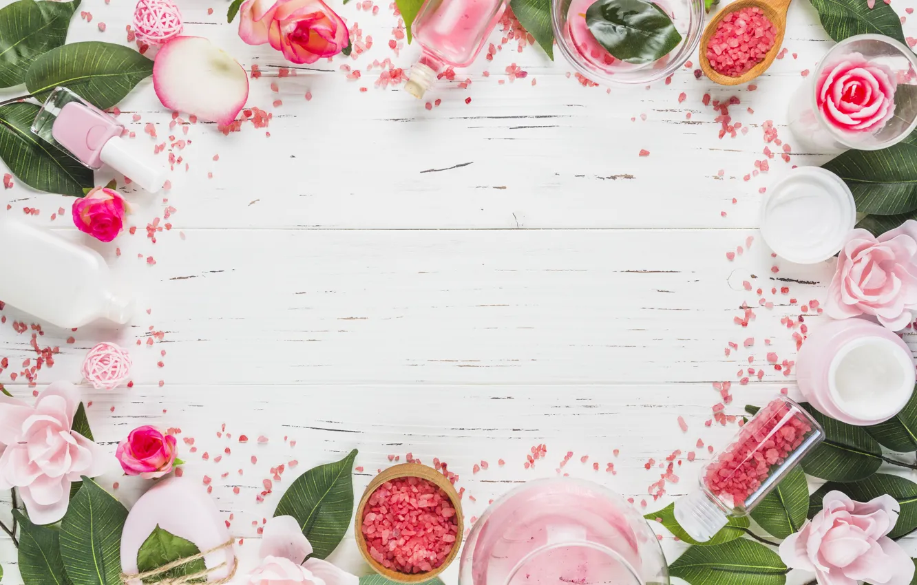 Photo wallpaper flowers, frame, colorful, pink, flowers, frame, floral