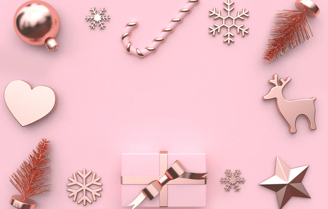 Photo wallpaper decoration, background, pink, balls, New Year, Christmas, Christmas, balls
