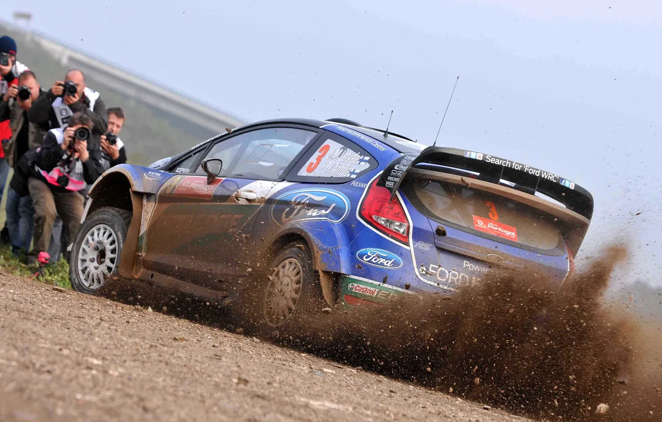 Photo wallpaper Ford, Blue, Sport, Machine, People, Turn, Race, WRC