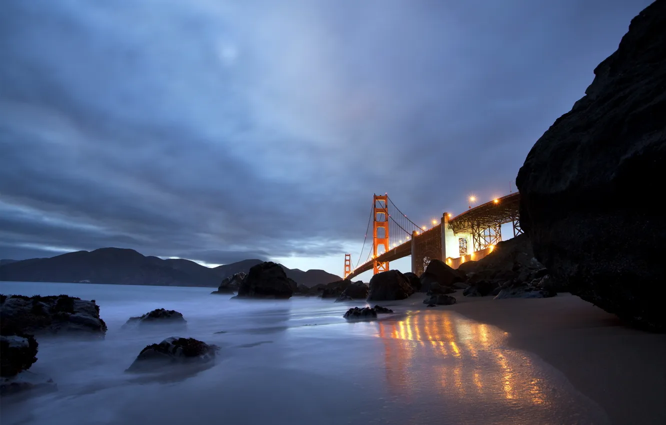 Photo wallpaper landscape, night, Golden Gate Bridge