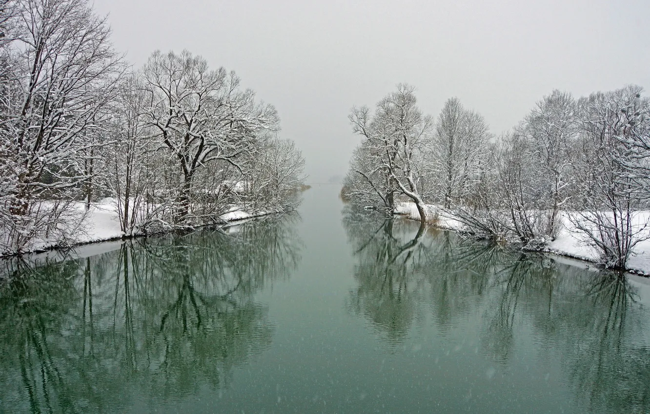Photo wallpaper winter, landscape, river
