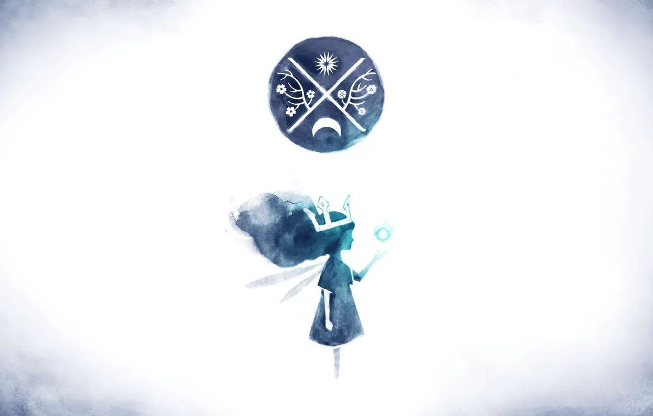 Photo wallpaper the sun, stars, magic, the moon, wings, crown, watercolor, girl