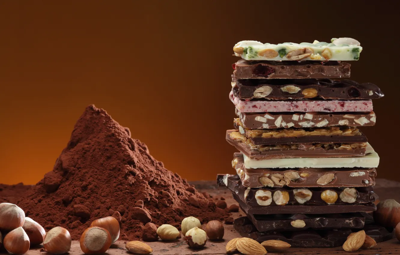 Photo wallpaper dark, white, tower, bar, food, background, chocolate, pistachio