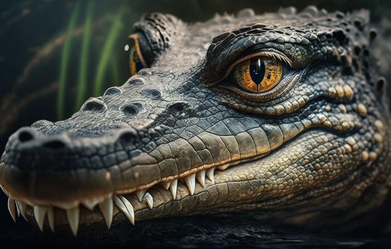 Photo wallpaper look, face, crocodile, AI art, neural network