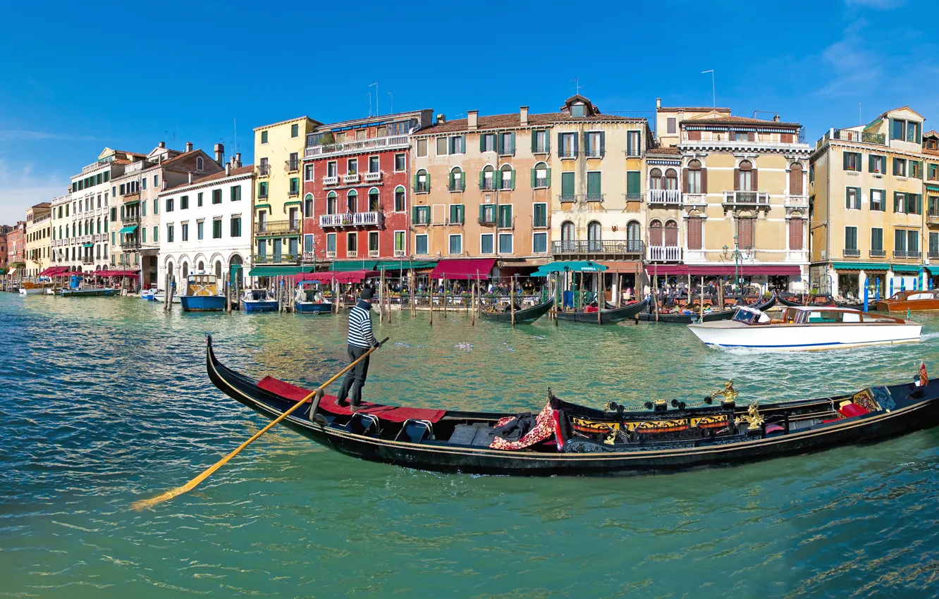 Photo wallpaper Home, The city, Panorama, Boats, Italy, Venice, Canal Grande, Water Channel