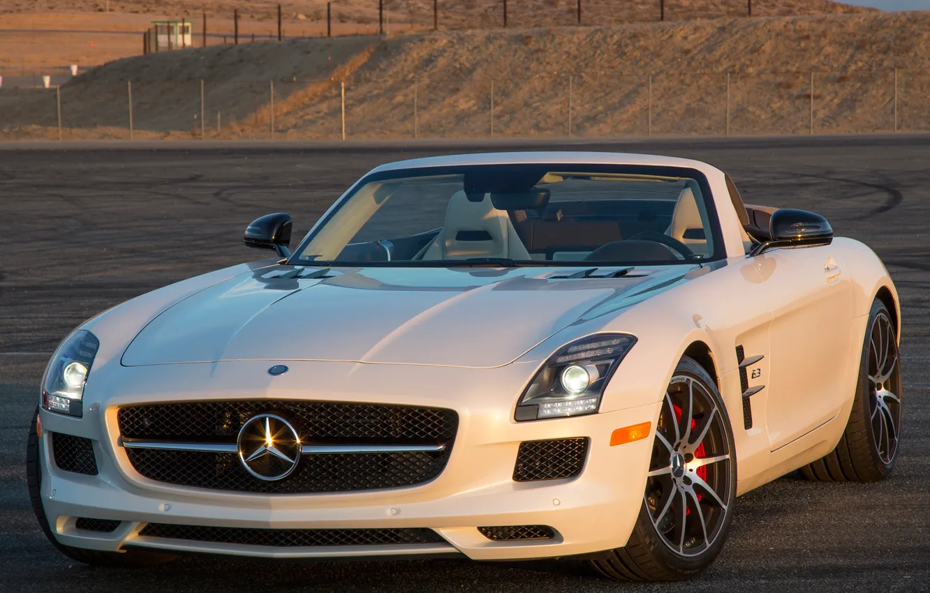 Photo wallpaper white, Roadster, Mercedes-Benz, supercar, Mercedes, AMG, SLS