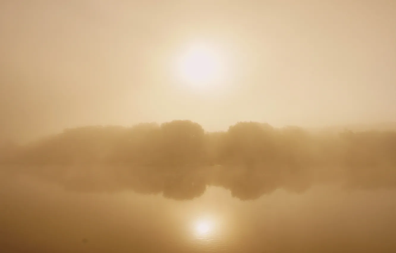 Photo wallpaper light, fog, reflection, river, dawn, Nature, morning, Russia