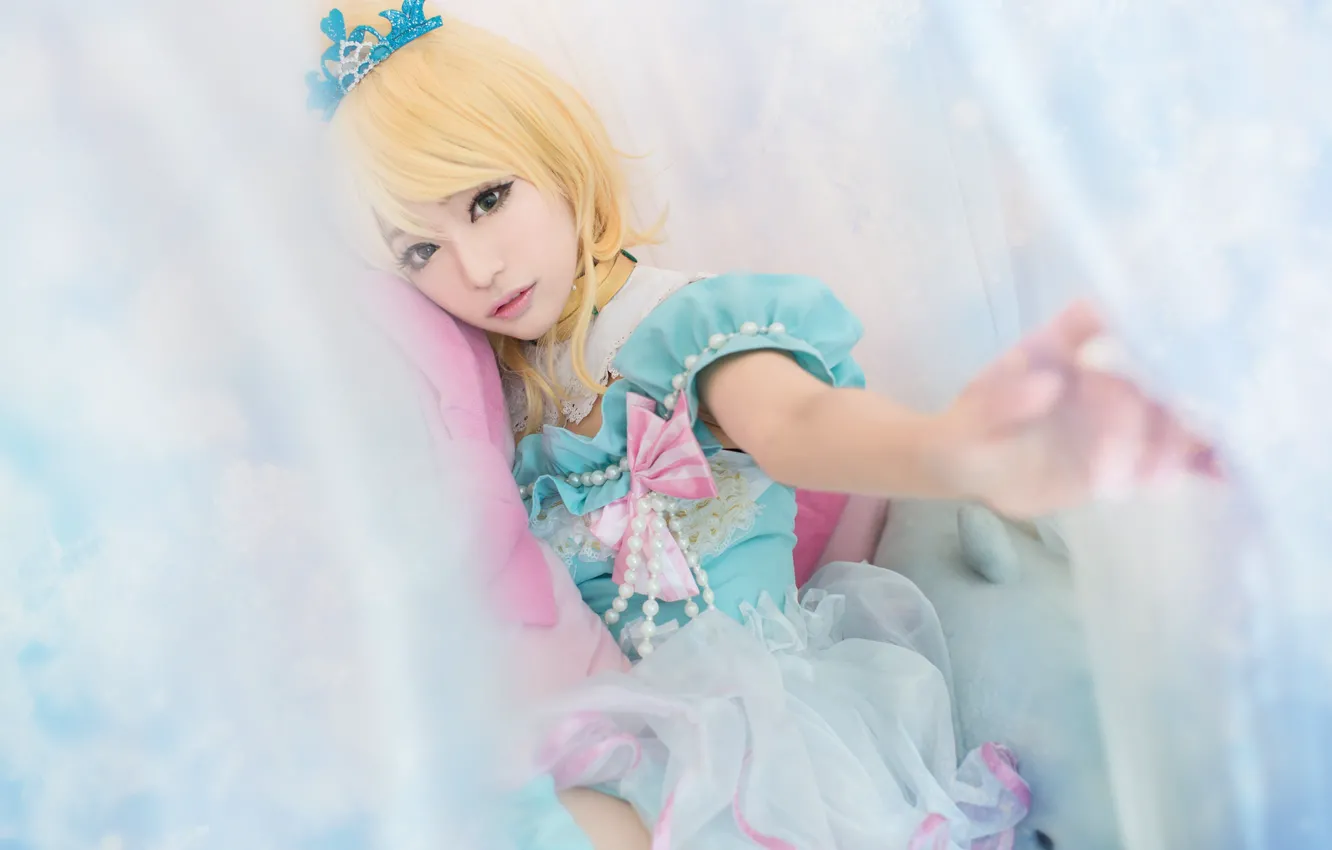 Photo wallpaper face, style, dress, Asian, light background, cosplay, yellow hair