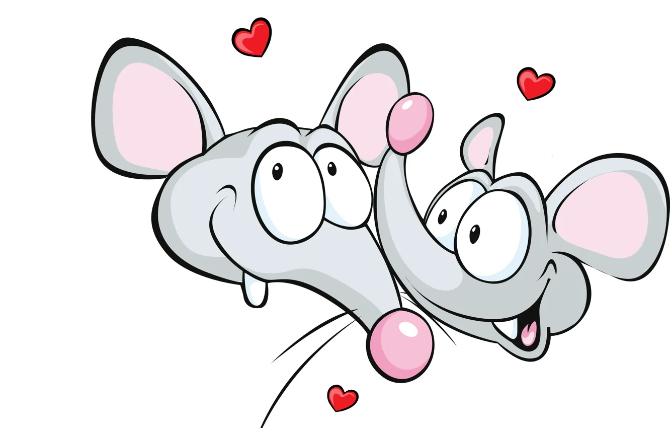 Photo wallpaper hearts, white background, hearts, white background, lovers of the mouse, the lovers of the mouse