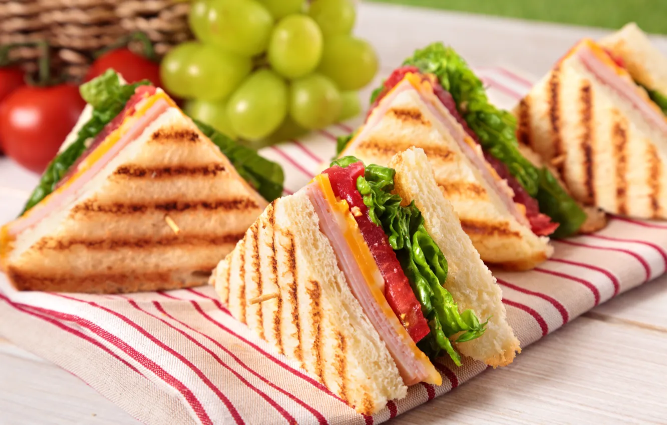 Photo wallpaper cheese, bread, toast, sandwiches, ham