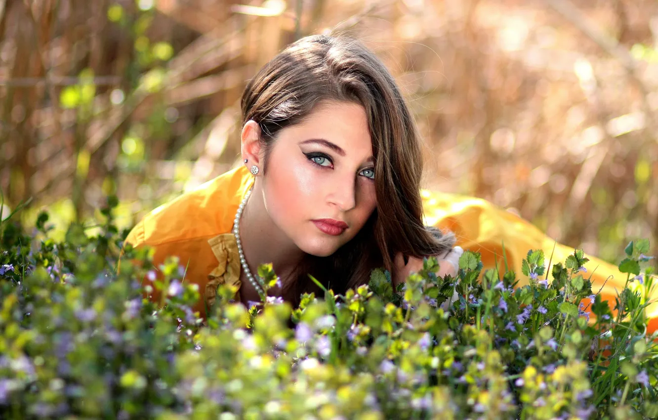 Photo wallpaper girl, sweetheart, model, bright, brunette, cool, gentle, beautiful