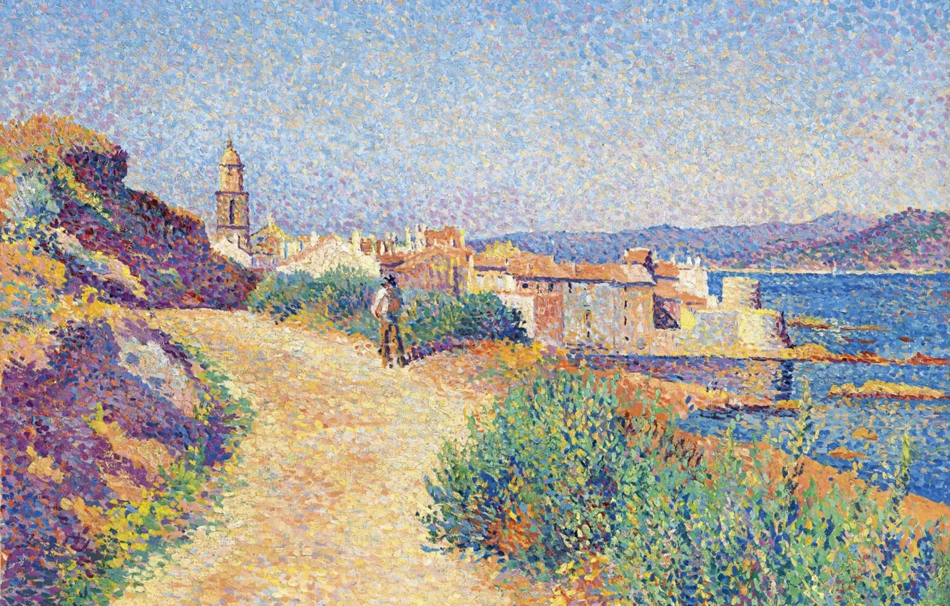 Photo wallpaper landscape, picture, 1892, Saint-Tropez, Maximilien Luce, Maximilien Luce