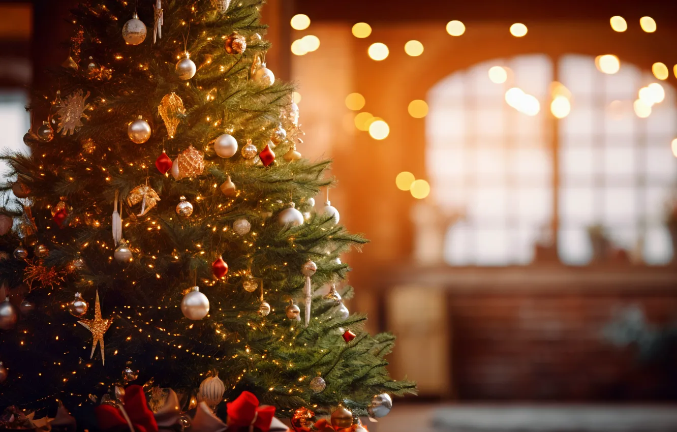 Photo wallpaper decoration, toy, tree, new year, Christmas, tinsel