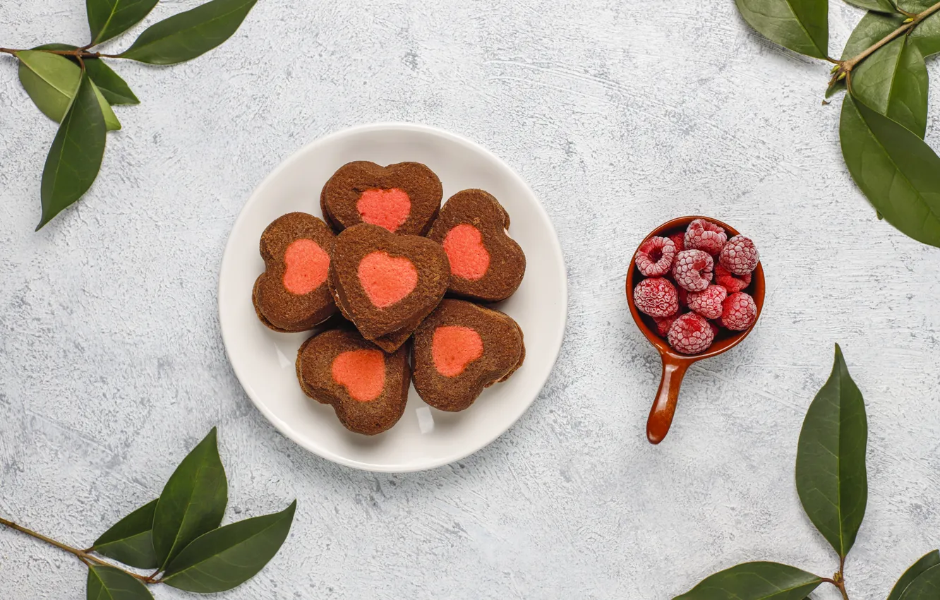 Photo wallpaper cookies, plate, hearts