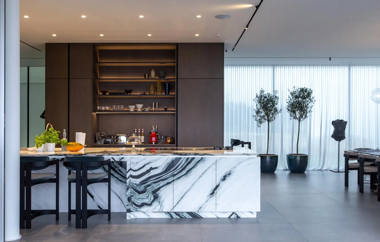 Photo wallpaper style, Villa, interior, Italy, kitchen, dining room, dining area, Italian design