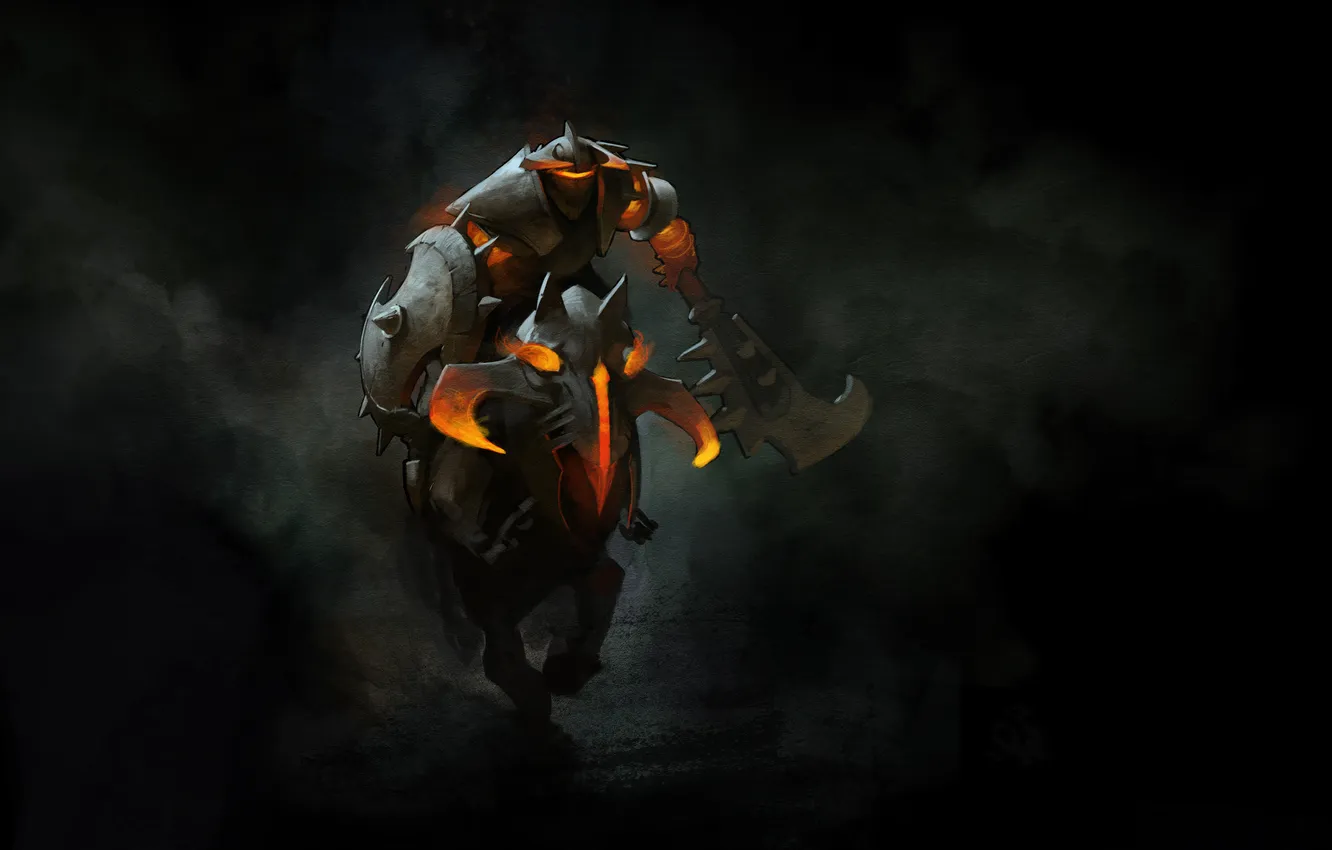 Photo wallpaper horse, armor, art, hero, rider, shield, DotA, Defense of the Ancients