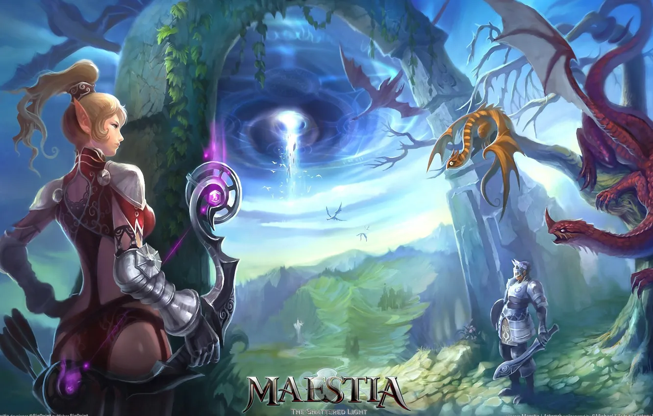 Photo wallpaper girl, dragon, the game, art, Maestia