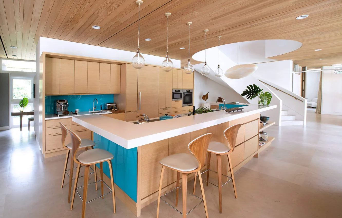 Photo wallpaper Villa, interior, kitchen, luxury