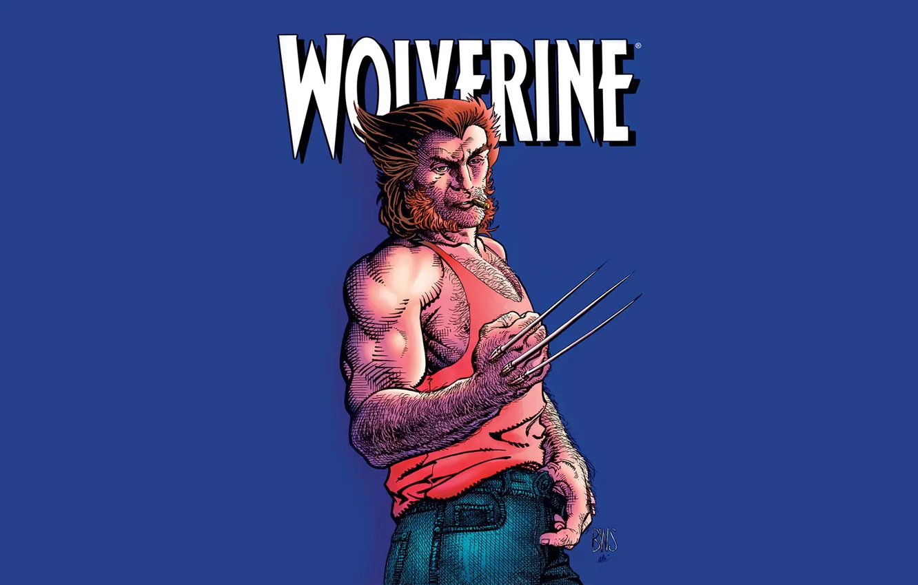 Photo wallpaper background, jeans, Mike, claws, cigar, Wolverine, Logan, Wolverine