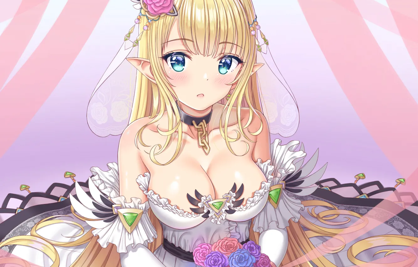 Photo wallpaper girl, sexy, boobs, anime, beautiful, pretty, erotic, blonde