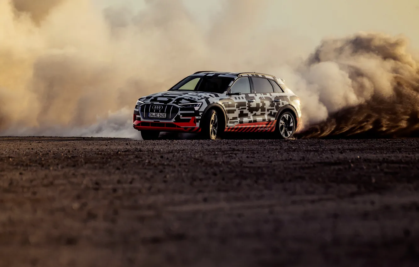 Photo wallpaper sand, Audi, dust, 2018, E-Tron Prototype