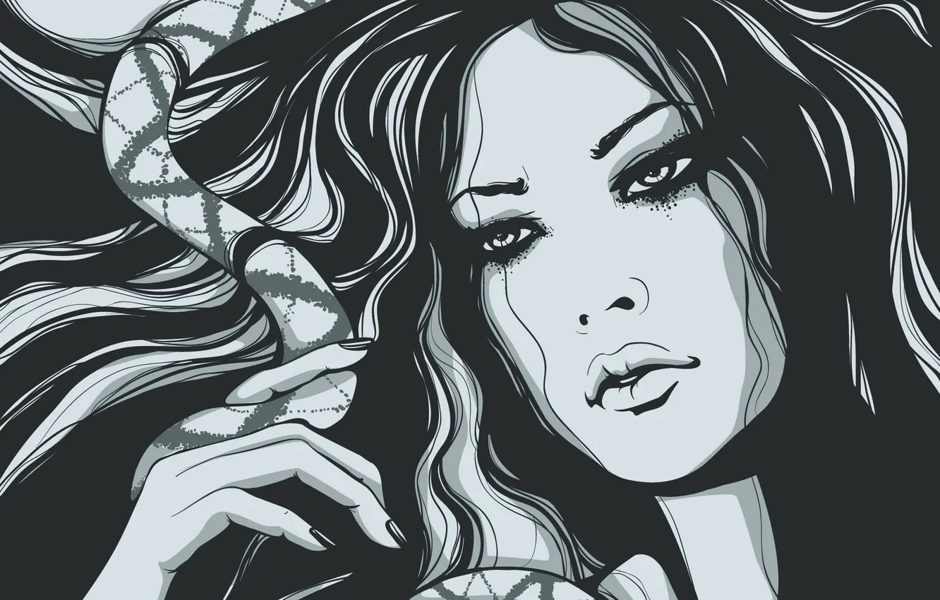 Photo wallpaper girl, face, art