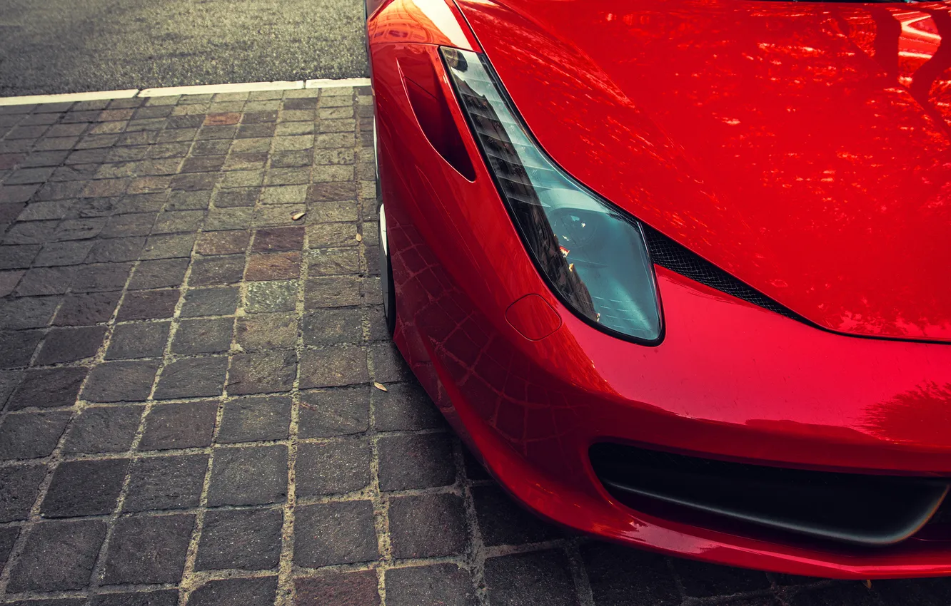 Photo wallpaper red, lights, Italy, Ferrari, red, Ferrari, 458, Front
