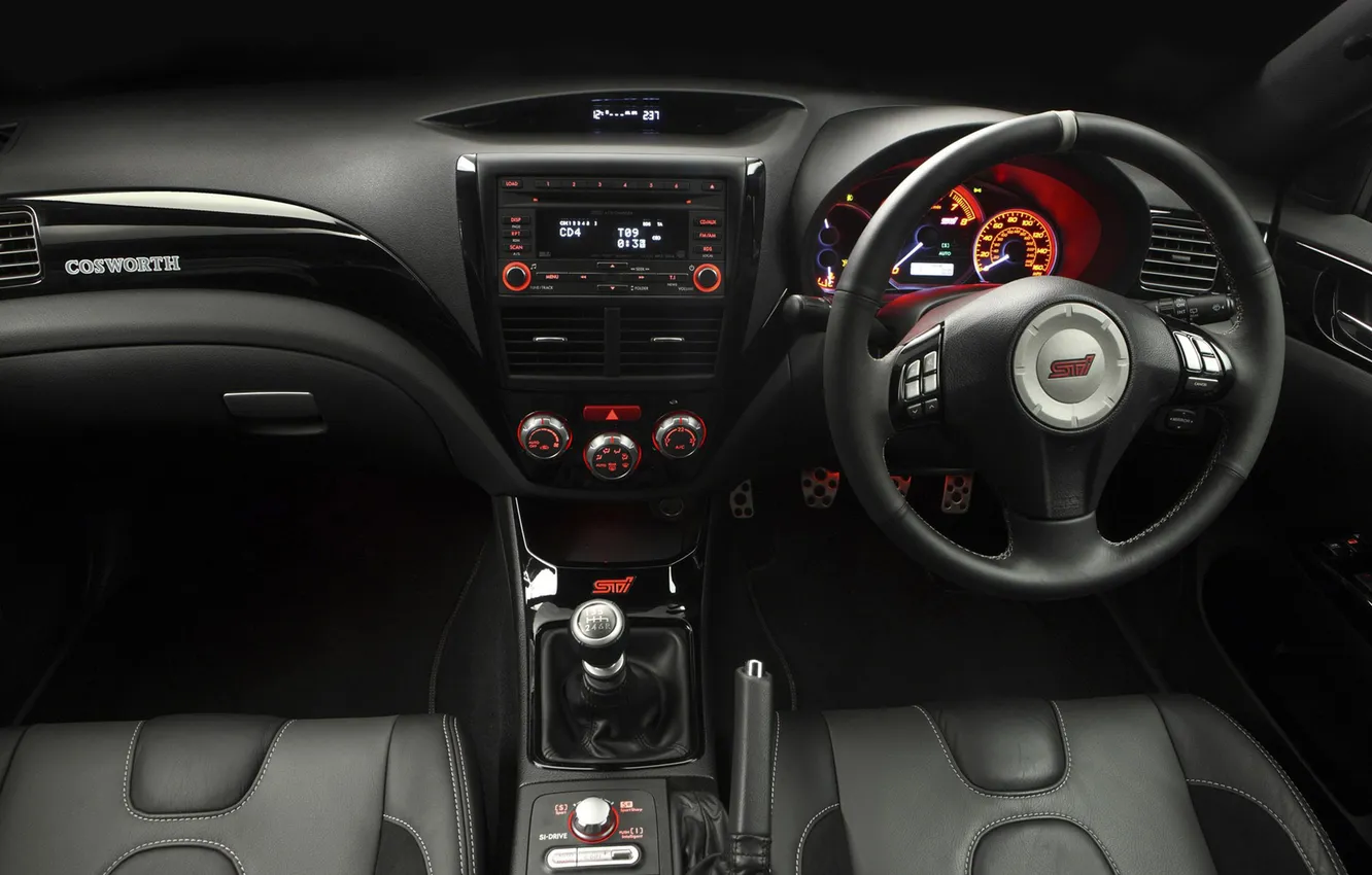 Photo wallpaper panel, Subaru, Impreza, devices, the wheel, cabin