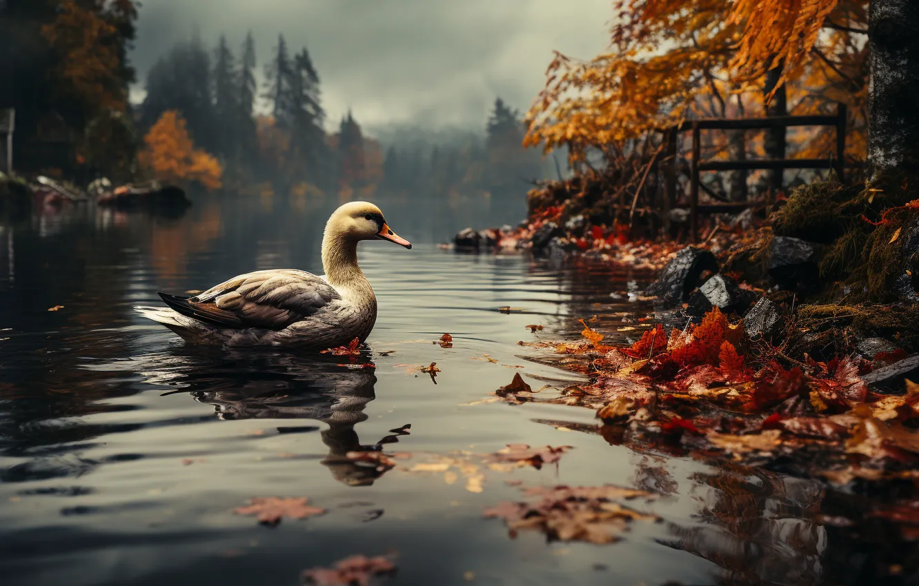 Photo wallpaper white, nature, lake, pond, bird, shore, swans, pond