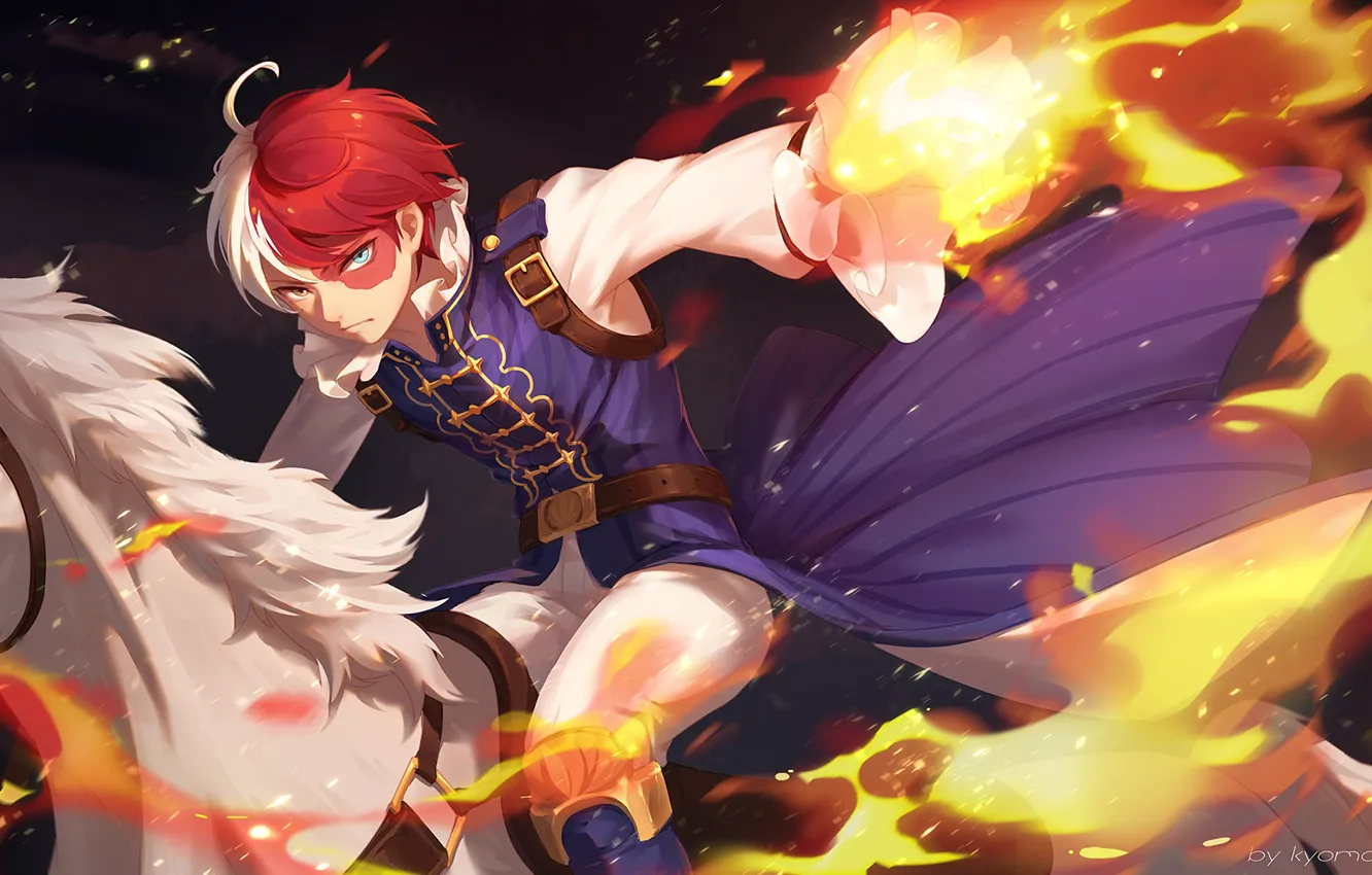 Photo wallpaper fire, flame, anime, art, guy, My hero Academy, Boku No Hero Academy