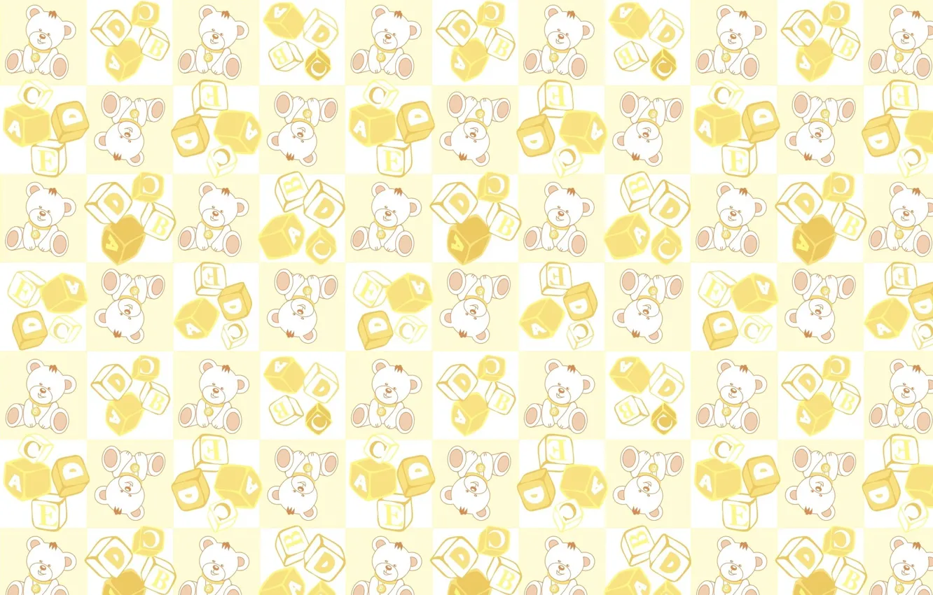 Photo wallpaper letters, background, cubes, texture, art, bear, children's