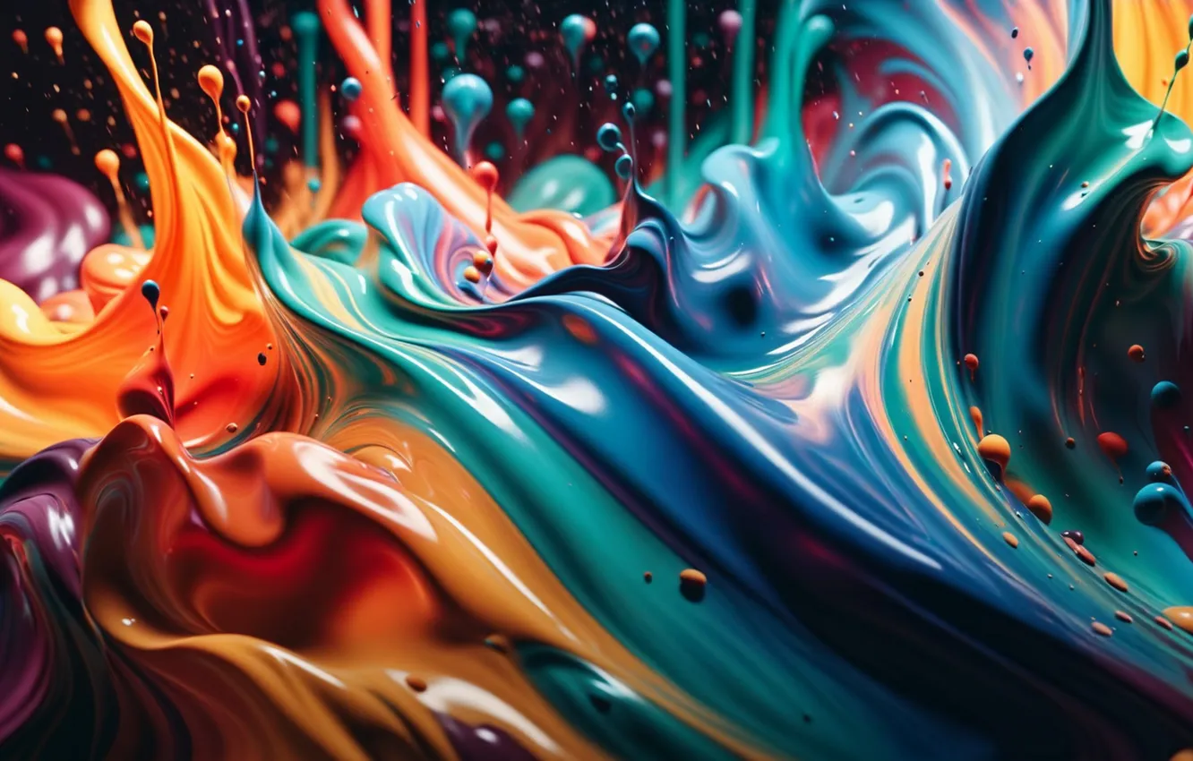 Photo wallpaper drops, squirt, paint, divorce, bright color