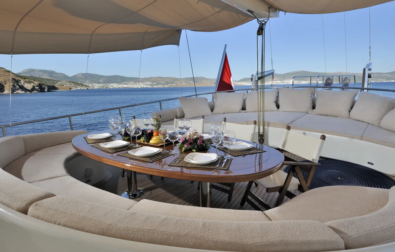Photo wallpaper luxury, yacht, deck, motor