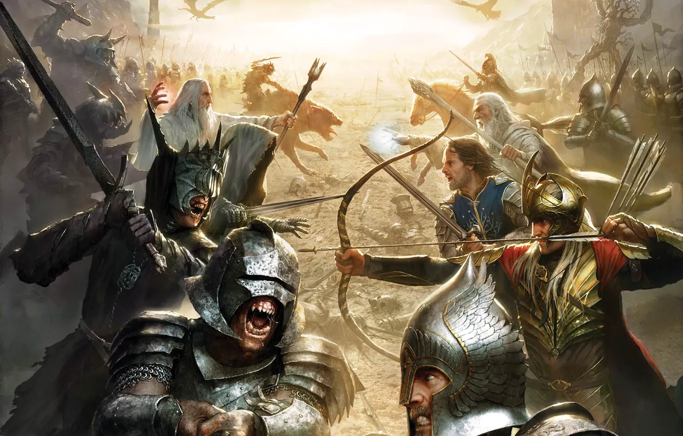 Photo wallpaper people, monster, the Lord of the rings, battle, Goblin