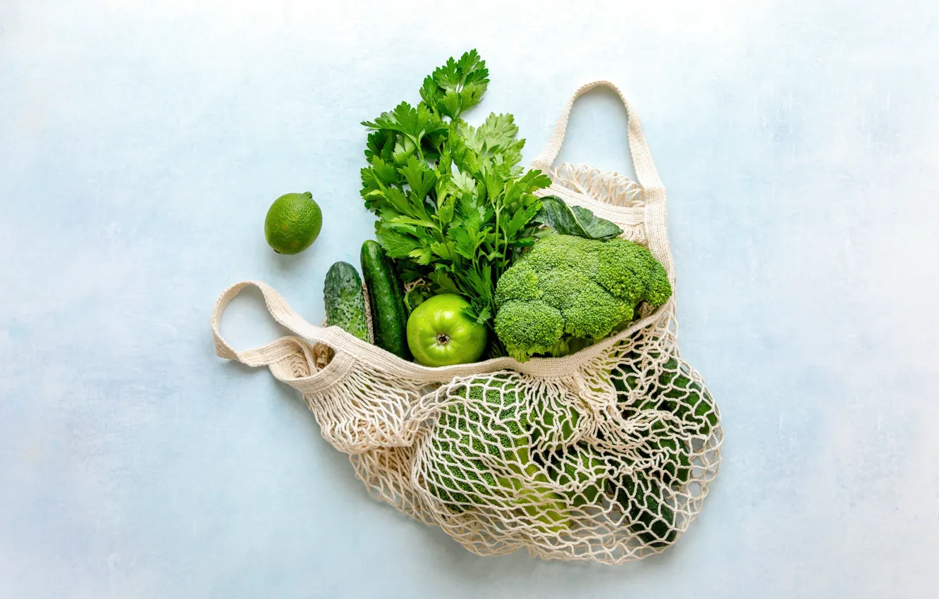 Photo wallpaper bag, vegetables, the bag