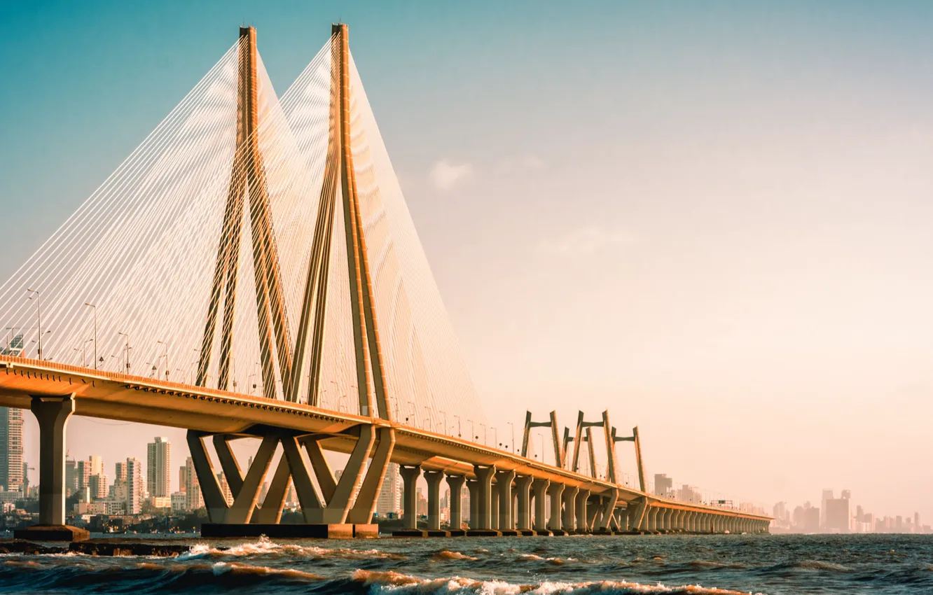 Photo wallpaper metal, cement, suspension bridge, Wonder