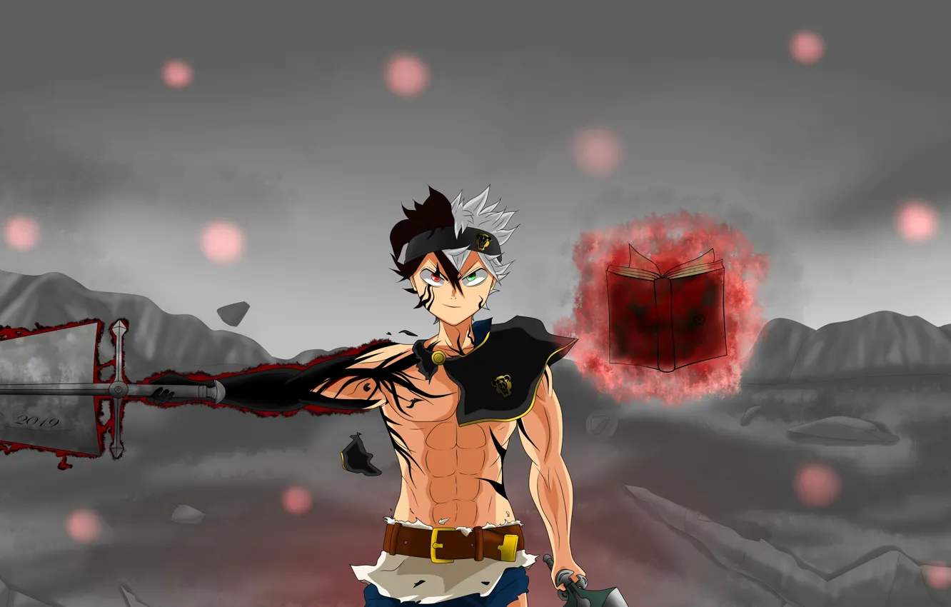 Photo wallpaper fantasy, guy, swords, obsessed, Black Clover, Asta, grimoire